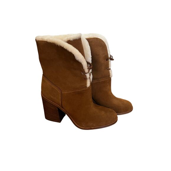 UGG Jerene Suede High Heel Boot in Chestnut Color | 10 - Picture 2 of 8